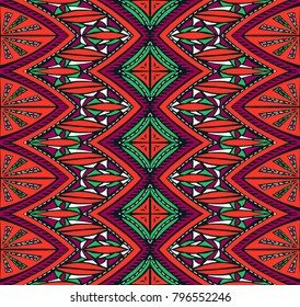 Geometric folklore ornament. Tribal ethnic vector texture. Seamless striped  pattern in Aztec style. Figure tribal  embroidery. Indian, Scandinavian, Slavic, Mexican, folk pattern. 