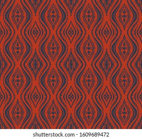 Geometric folklore ornament with waves. Oriental vector damask pattern. Ancient art of Arabesque. Tribal ethnic texture. Spanish motif on the carpet. Aztec style. Indian rug. Gypsy, Mexican embroidery