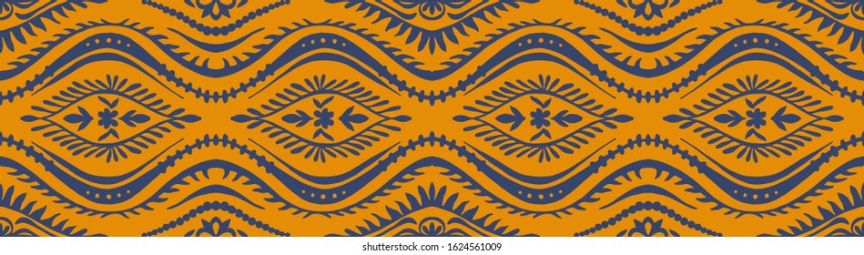 Geometric folklore ornament with waves. Oriental vector damask pattern. Ancient art of Arabesque. Tribal ethnic texture. Spanish motif on the carpet. Aztec style. Indian rug. Gypsy, Mexican embroidery