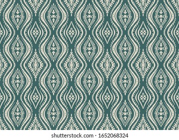 Geometric folklore ornament with waves. Oriental vector damask pattern. Ancient art of Arabesque. Tribal ethnic texture. Spanish motif on the carpet. Aztec style. Indian rug. Gypsy, Mexican embroidery