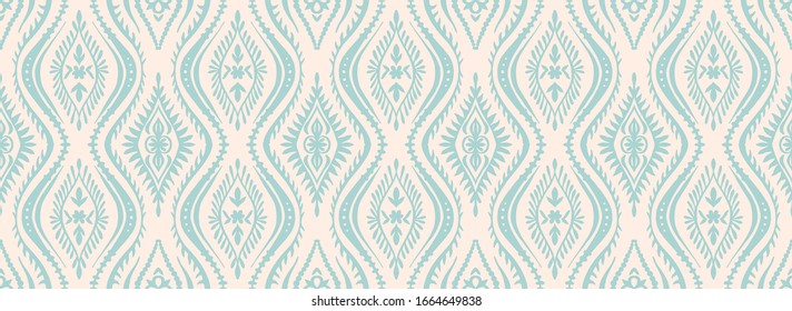 Geometric folklore ornament with waves. Oriental vector damask pattern. Ancient art of Arabesque. Tribal ethnic texture. Spanish motif on the carpet. Aztec style. Indian rug. Gypsy, Mexican embroidery
