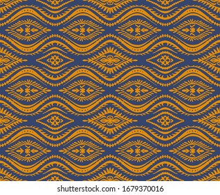 Geometric folklore ornament with waves. Oriental vector damask pattern. Ancient art of Arabesque. Tribal ethnic texture. Spanish motif on the carpet. Aztec style. Indian rug. Gypsy, Mexican embroidery