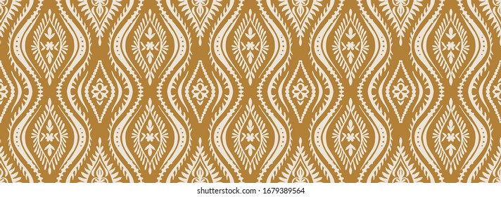 Geometric folklore ornament with waves. Oriental vector damask pattern. Ancient art of Arabesque. Tribal ethnic texture. Spanish motif on the carpet. Aztec style. Indian rug. Gypsy, Mexican embroidery