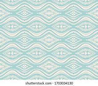 Geometric folklore ornament with waves. Oriental vector damask pattern. Ancient art of Arabesque. Tribal ethnic texture. Spanish motif on the carpet. Aztec style. Indian rug. Gypsy, Mexican embroidery