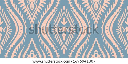 Geometric folklore ornament with waves. Oriental vector damask pattern. Ancient art of Arabesque. Tribal ethnic texture. Spanish motif on the carpet. Aztec style. Indian rug. Gypsy, Mexican embroidery Stock photo © 