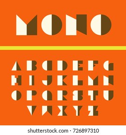 Geometric font. Alphabet with colorful bright gradient effect letters. Stylized vector font.