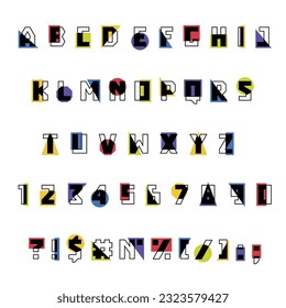 Geometric Font with Alphabet Letters Consist of Shapes and Figures Vector Set