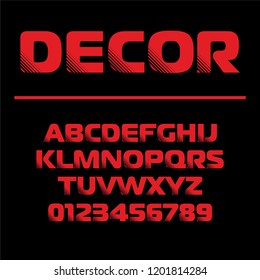 Geometric font Decor. Sport design Futuristic letters and numbers alphabet. Vector