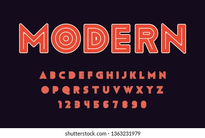 Geometric font Inside line Bold letters and numbers Modern sport design Vector alphabet