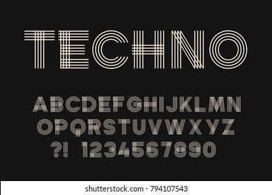 Geometric font Linear design Techno letters and numbers Vector abc