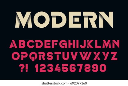 Geometric font with shadow Modern design letters and numbers Vector abc