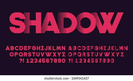 Geometric font with shadow Modern sport design Futuristic letters and numbers Vector abc