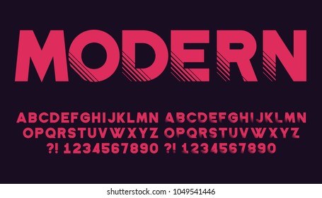 Geometric font with shadow Modern sport design Futuristic letters and numbers Vector abc