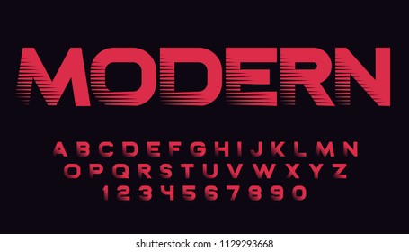 Geometric font with shadow Modern sport design Futuristic letters and numbers Vector alphabet