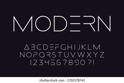 Geometric font Thin letters and numbers Modern sport design Super hero abc Vector stencil alphabet