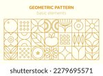 Geometric food line pattern. Natural flower plant simple shape, abstract eco agriculture concept. Vector minimal banner