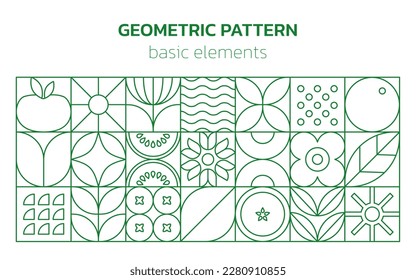 Geometric food line pattern. Natural plant flower simple shape, abstract eco agriculture concept. Vector minimal banner - Shutterstock ID 2280910855