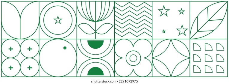 Geometric food line pattern. Natural plant flower simple shape, abstract eco agriculture concept. Vector minimal banner