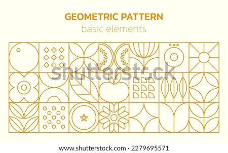 Geometric food line pattern. Natural flower plant simple shape, abstract eco agriculture concept. Vector minimal banner Foto stock © 