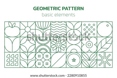 Geometric food line pattern. Natural plant flower simple shape, abstract eco agriculture concept. Vector minimal banner Foto stock © 