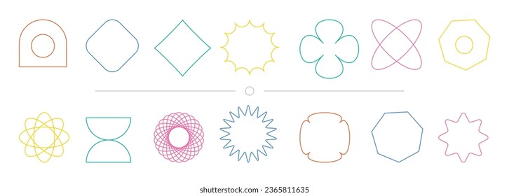 Geometrische Formen. Abstrakte Formen. Einzeln Sternelemente. Re-Ro-Geometriedaten festgelegt. Silhouette kreuzen und blumen. Zeitgenössische Grundlinien. Gestaltung von Quadraten und Kreisen