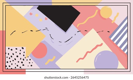 Geometric forms create composition in vivid abstract scene design style details
