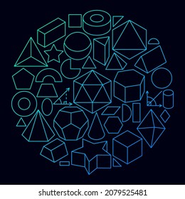 Geometric Forms Icon Circle Concept. Vector Illustration of Outline Design.