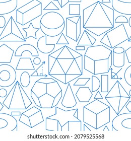 Geometric Forms Line Seamless Pattern. Vector Illustration of Outline Background.