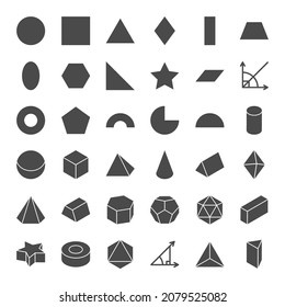 Geometric Forms Solid Web Icons. Vector Set of Platonic Solid Glyphs.