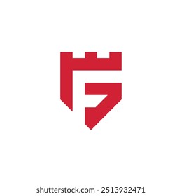 Geometric Fortress Negative Space Letter F Logo design vector template