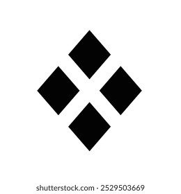 Geometric four diamond shape on white background.