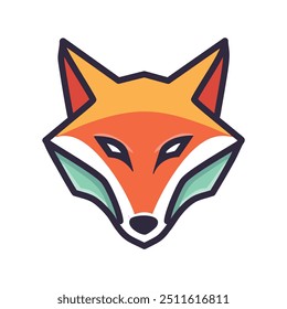 Geometric fox head logo design. Bold and modern, this geometric fox head design conveys slyness and intelligence. The bright colors and clean lines make it a perfect mascot for a business or brand.