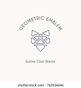 Geometric fox head logo template. Vector linear modern symbol for alternative or extreme sport teams and crews