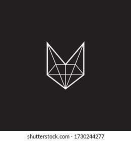 Geometric fox head on black background. vector logo design Fox Origami template download. vector abstract fox logo elements. luxury and clean style