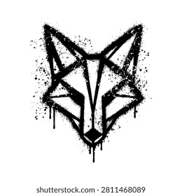 Geometric Fox Head Stencil Spray Paint Graffiti Vector Art Design