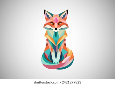 Geometric fox logo design vector illustration. Animal logo