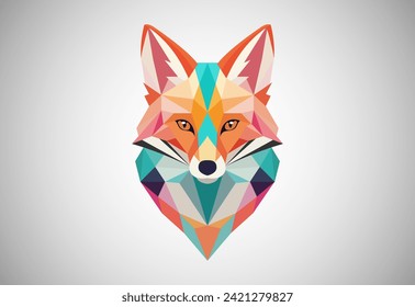 Geometric fox logo design vector illustration. Animal logo
