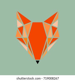 Geometric fox logo. Vector illustration background in flat design style. Vector logo template, design element, geometric sign  