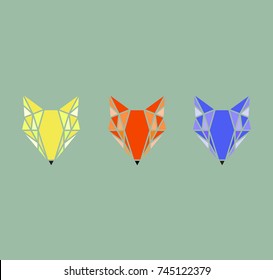 Geometric fox logo. Vector illustration background in flat design style. Vector logo template, design element, geometric sign