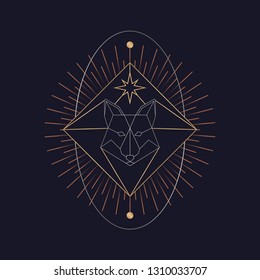 Geometric fox mystic symbol vector