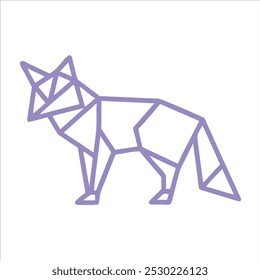 geometric fox outline  in white background
