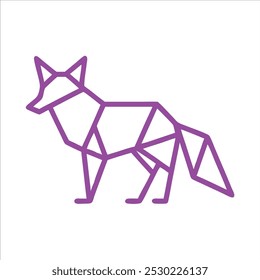 geometric fox outline  in white background