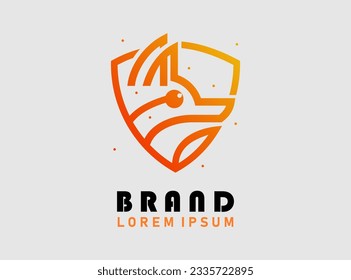 Geometric Fox with Shield Logo design vector