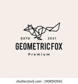 geometric fox tech connection line hipster vintage logo vector icon illustration