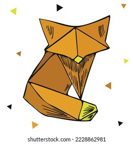 Geometric fox, vector illustration. Idea for a tattoo. Triangle art.
