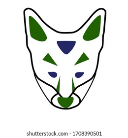 Geometric fox wolf dog vector green blue black