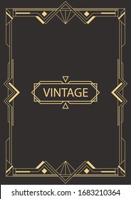 Geometric frame in Art Deco style. Vector template.