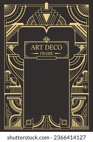 Geometric frame in Art Deco style. Vector template.