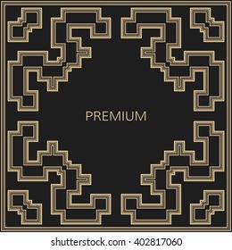 Geometric frame in Art Deco style. Square vector abstract element for design.
