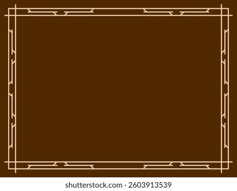 Geometric frame of beige lines on a brown background. Linear border. Line art geometric frame design with space for text, invitations, flyers and greeting cards. Vector illustration